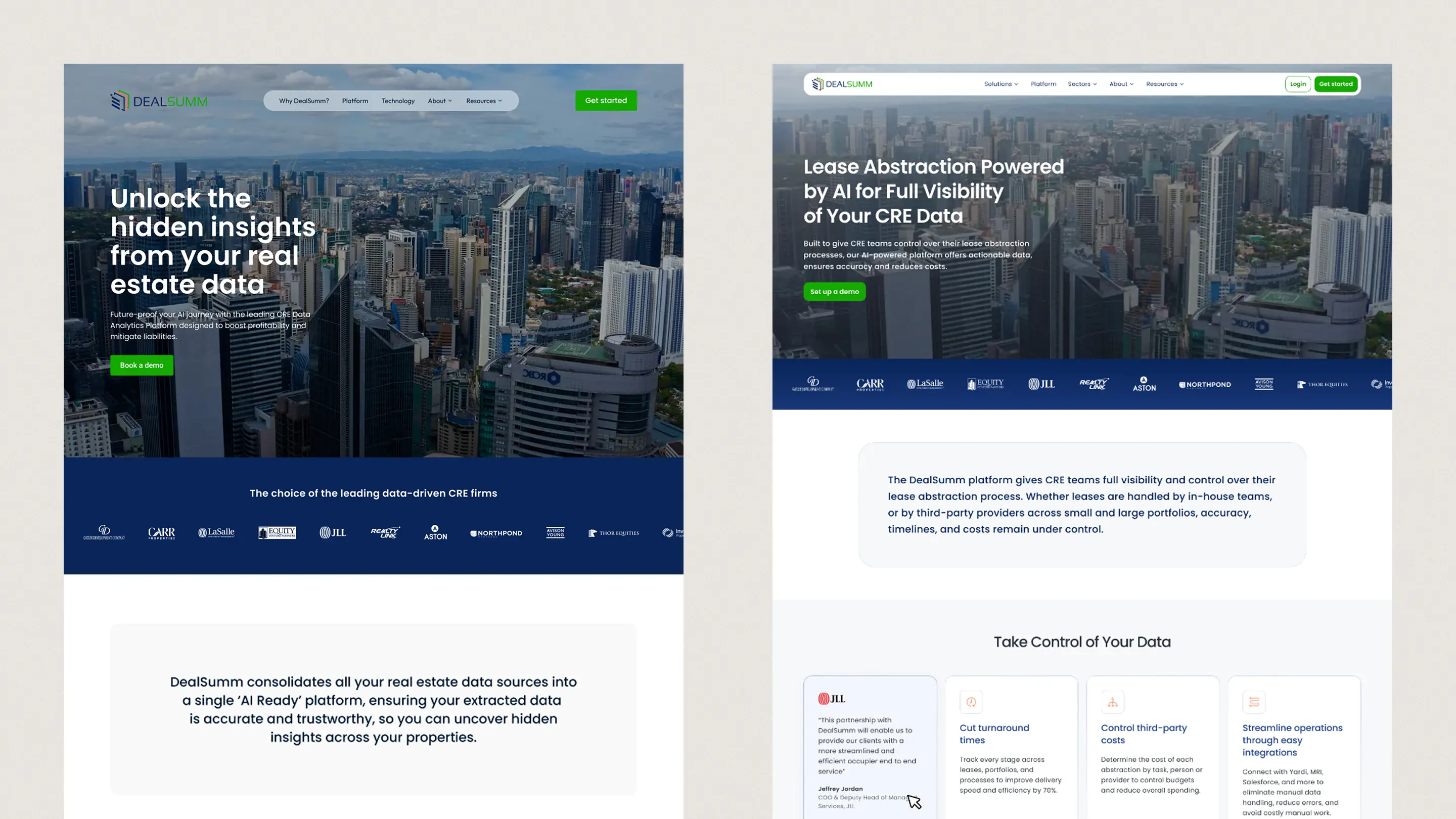 The top of the 2024 home page on the left and the 2026 home page on the right