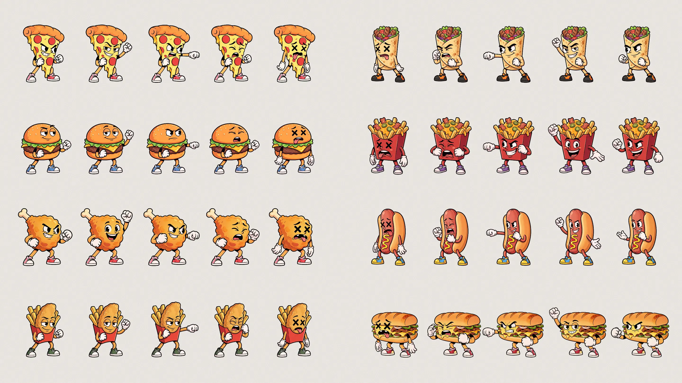 All eight fighters side by side on a plain background